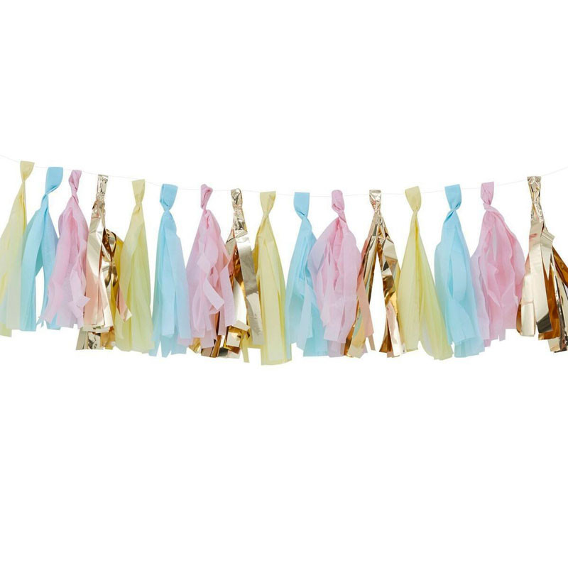 banderole guirlande mini tassels annniversaire couleur pastel