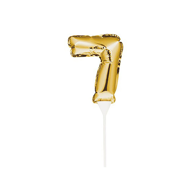 Mini ballon autogonflable chiffre 7 éternel doré pour gâteau