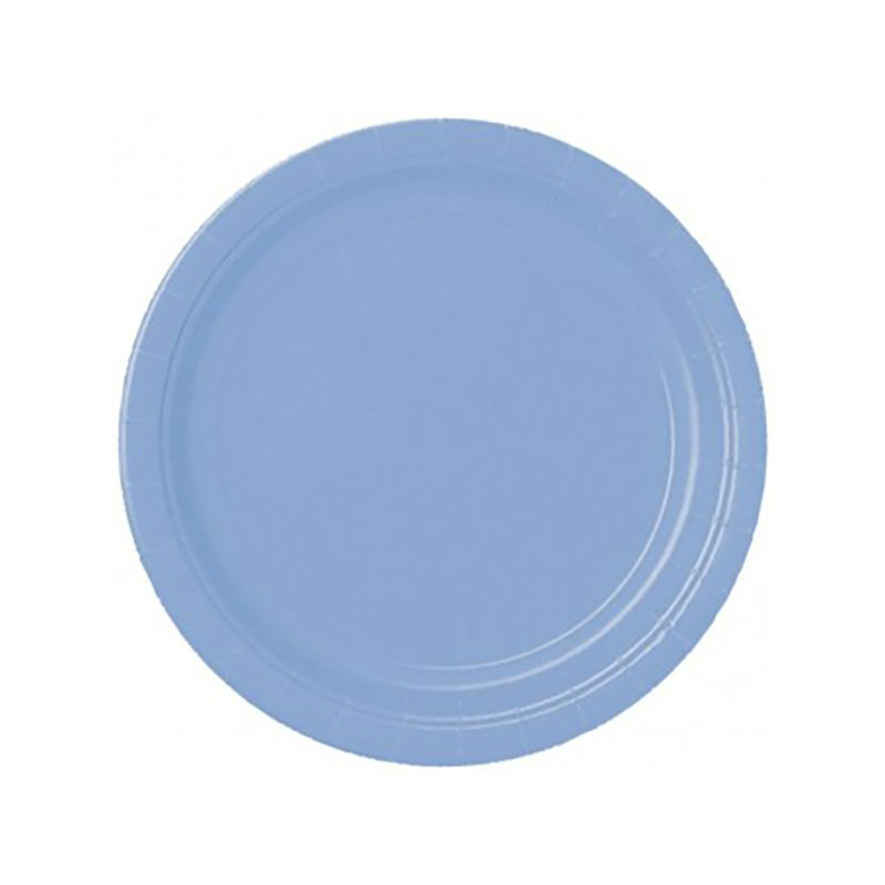 Petites assiettes jetables papier bleu clair uni pour fête