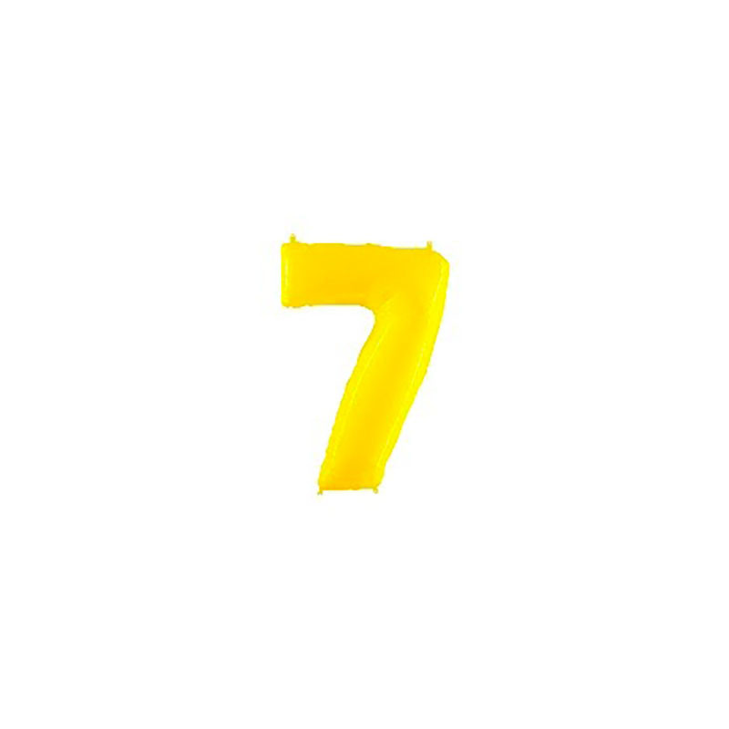 ballon alu géant chiffre 7 sept jaune pour fêter un anniversaire