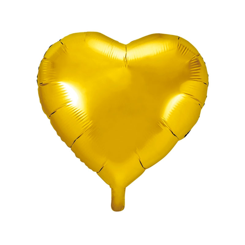 décoration fête ballon alu en forme de coeur doré jaune or