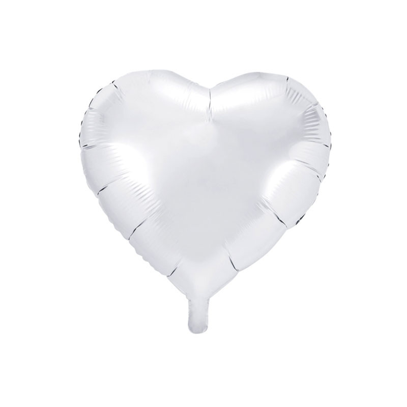 décoration fête ballon alu en forme de coeur blanc mylar