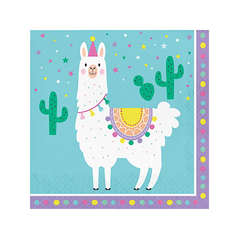 Grandes Serviettes En Anniversaire Theme Lama Cactus Pour Enfant