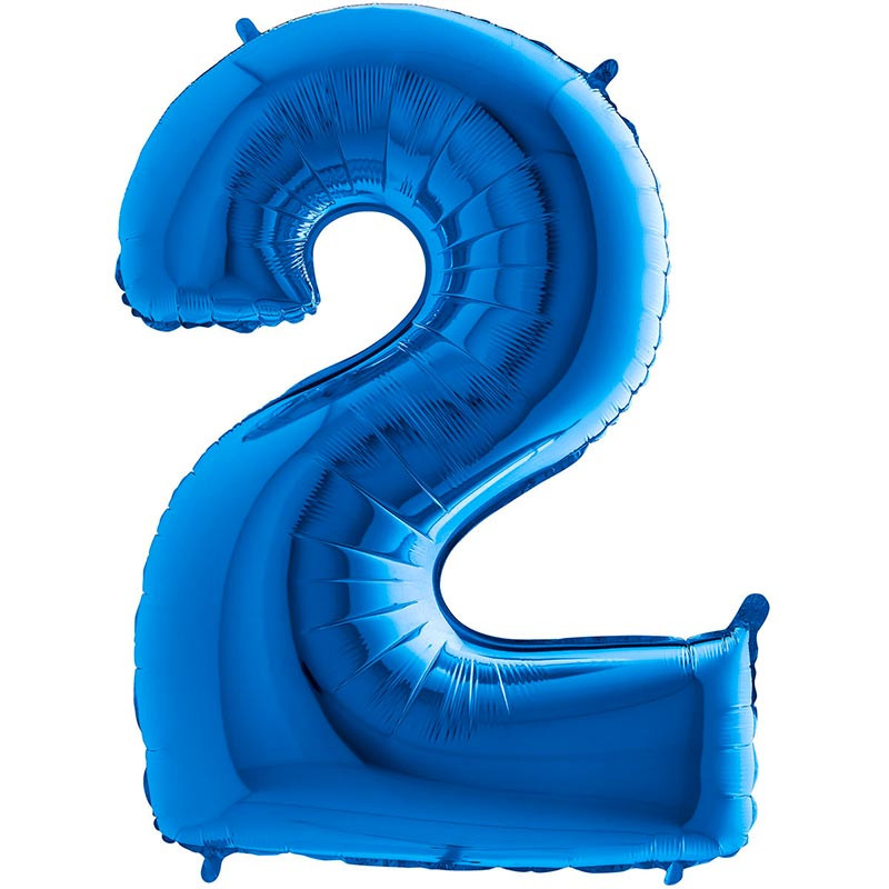 Ballon alu géant chiffre 2 bleu pour fêter un anniversaire