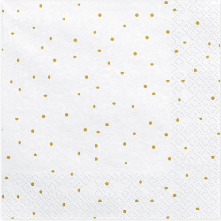Grandes Serviettes blanches en papier pois blanc doré
