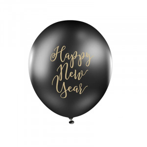 Ballon en aluminium Bouteille Happy New Year, noir et doré 39,5 x 98 cm