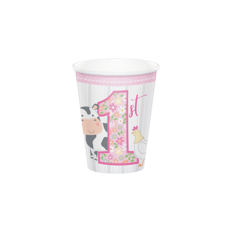 Gobelets Verres En Papier Premier Anniversaire Bebe Fille Liberty