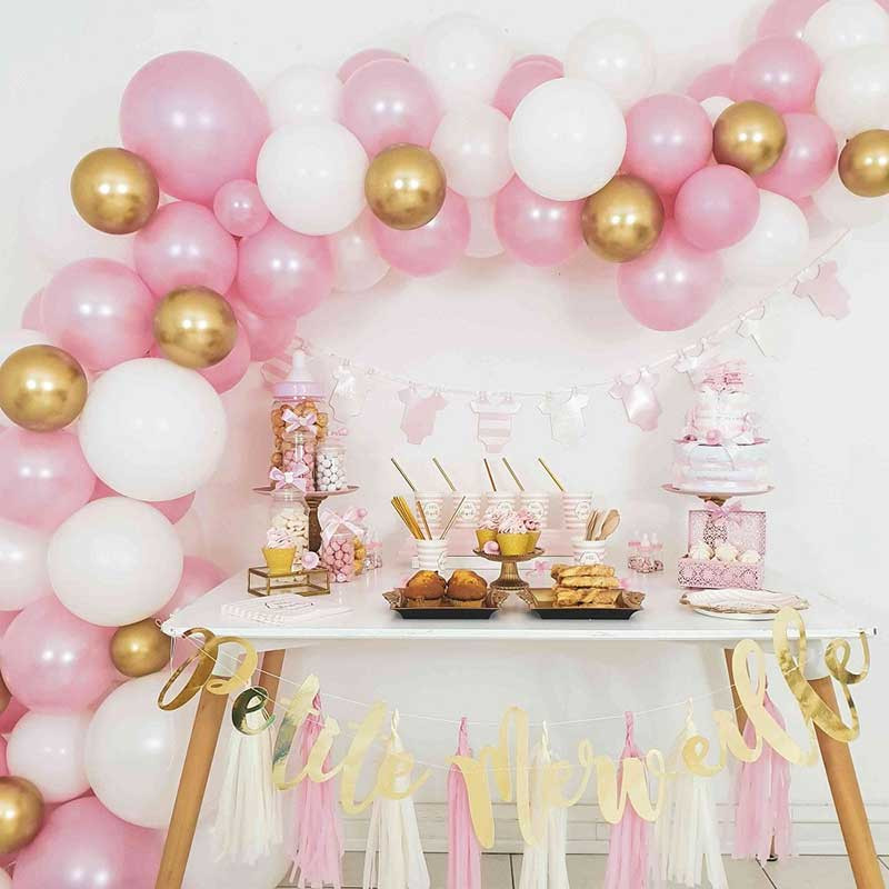 Ensemble de décoration thème bébé fille or et rose - baby shower – Petit  Balthazar