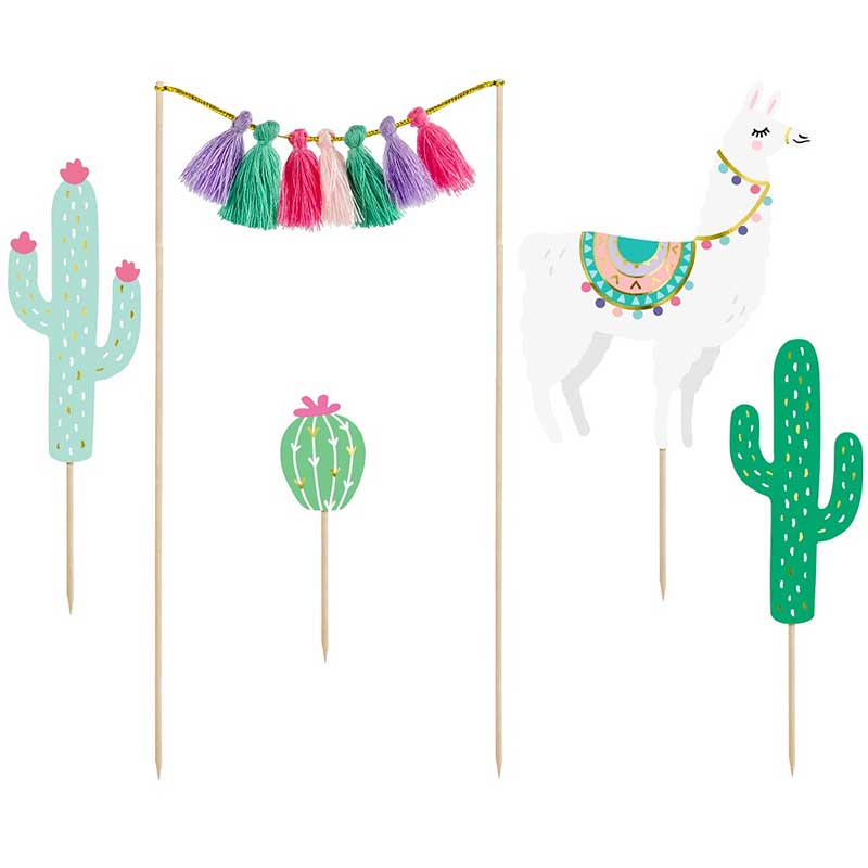 Banderole A Fanions Anniversaire Theme Lama Cactus Pour Enfant