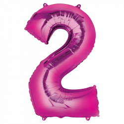 ballon géant alu chiffre 3 rose pour fêter un anniversaire
