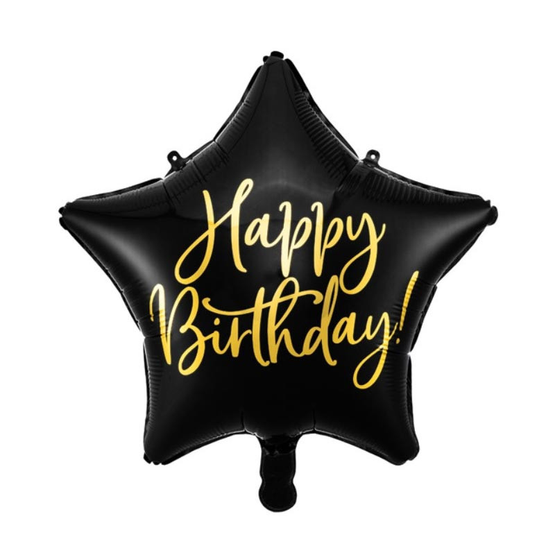Ballon aluminium joyeux anniversaire doré et noir 35 cm : Deguise-toi,  achat de Decoration / Animation