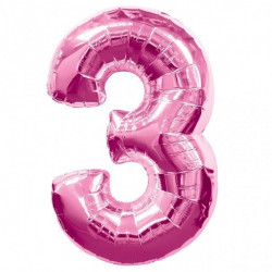 ballon géant alu chiffre 3 rose pour fêter un anniversaire
