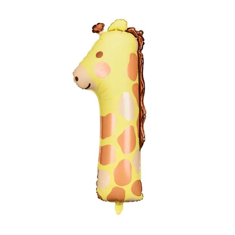 Ballon chiffre 1 motif girafe déco anniversaire safari jungle
