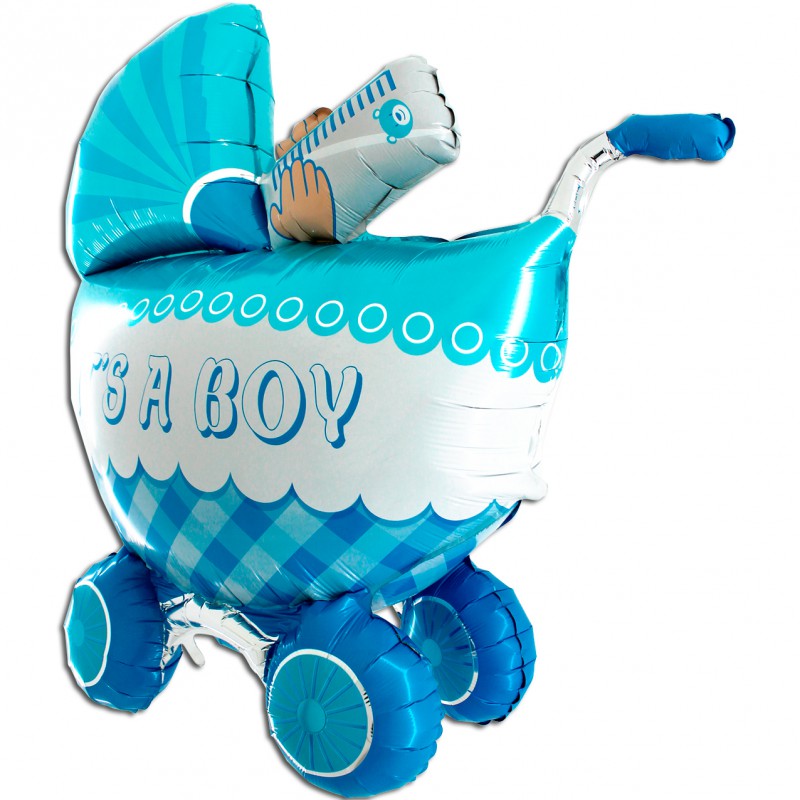 Ballon Geant En Forme De Poussette Landau Bebe Baby Garcon Bleu