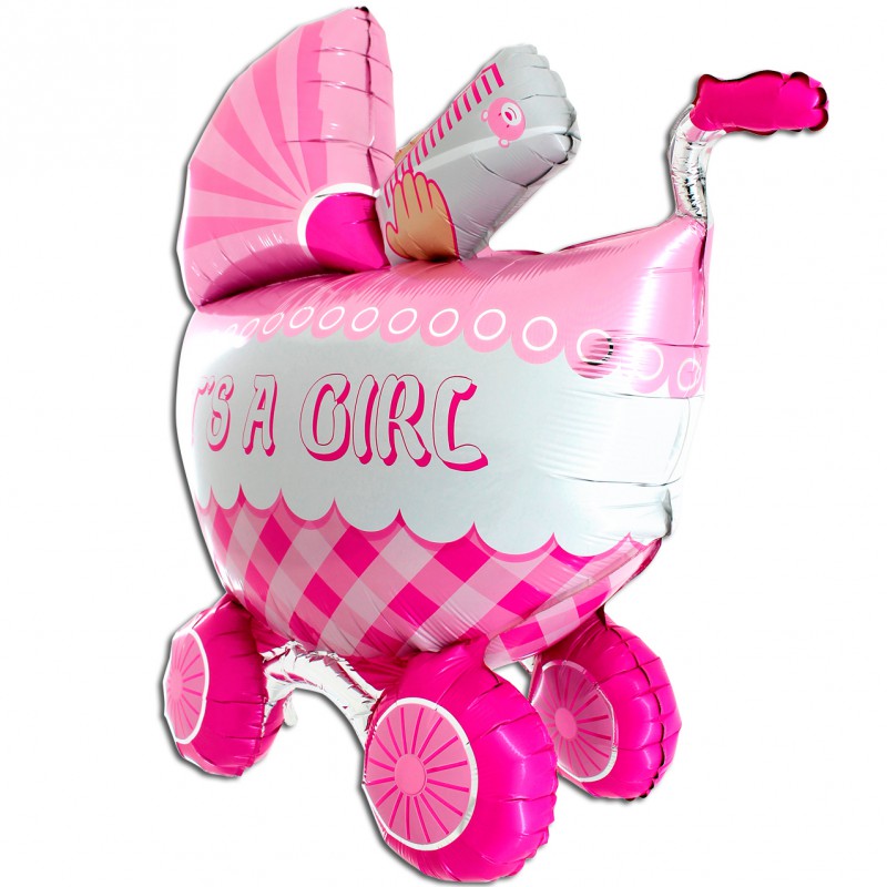 Ballon Geant En Forme De Poussette Landau Bebe Baby Fille Rose