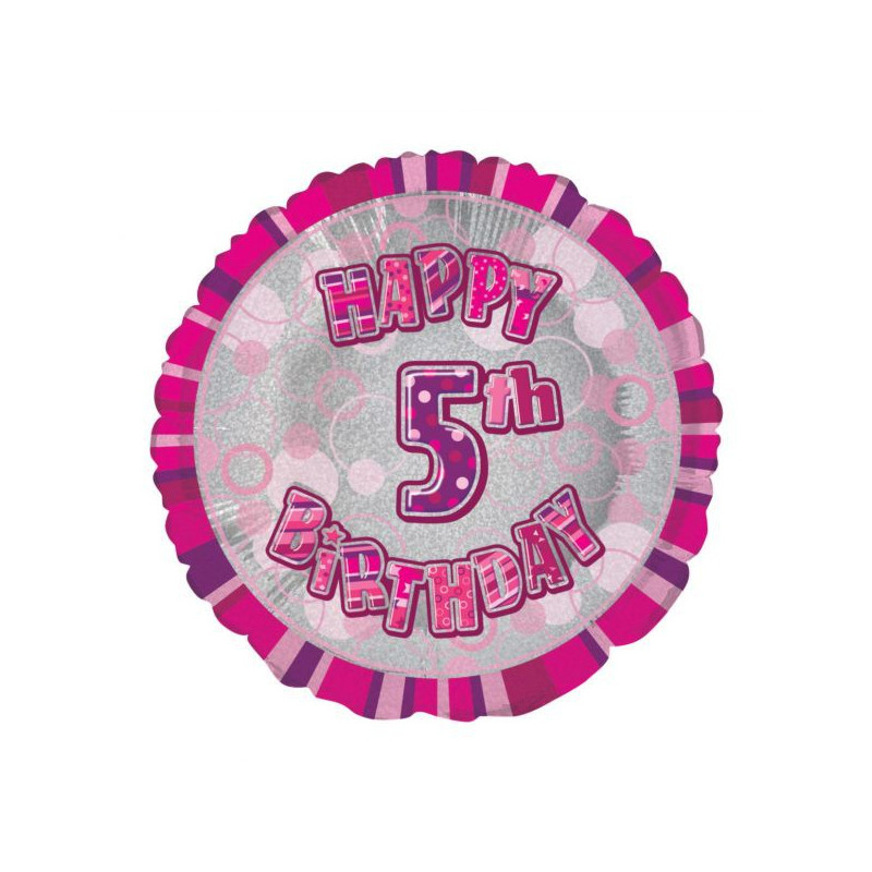 Ballon Chiffre Cinq 5 Decoration Rose Gris Anniversaire Fille