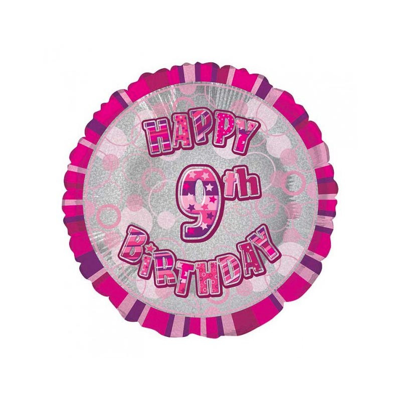 Ballon Chiffre 9 Neuf Decoration Rose Gris Anniversaire Fille