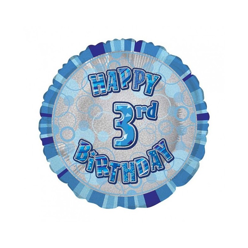 Ballon Chiffre Trois 3 Decoration Bleu Gris Anniversaire Garcon