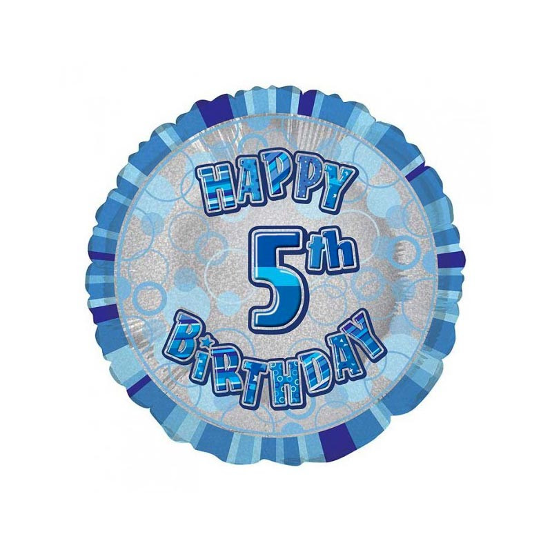 Ballon Chiffre Cinq 5 Decoration Bleu Gris Anniversaire Garcon