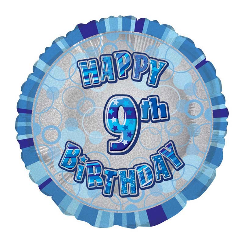 Ballon Chiffre 9 Neuf Decoration Bleu Gris Anniversaire Garcon