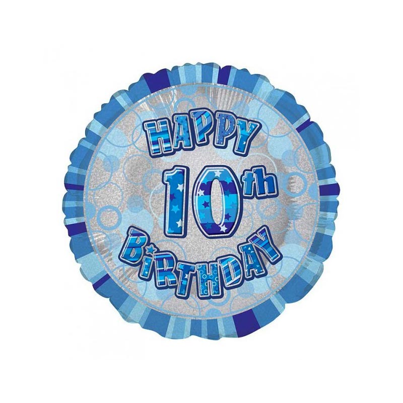 Ballon Chiffre 10 Dix Decoration Bleu Gris Anniversaire Garcon