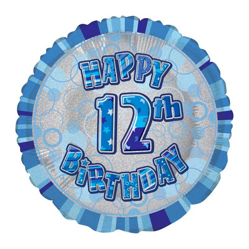 Ballon Chiffre 12 Douze Decoration Bleu Gris Anniversaire Garcon