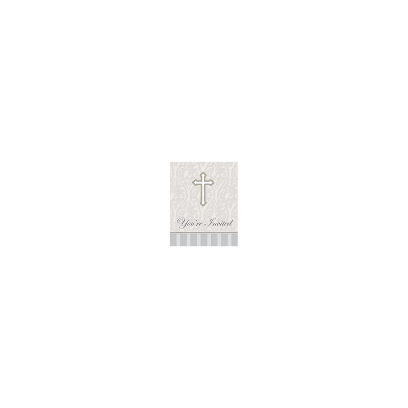 Invitation Papier Pour Bapteme Communion Confirmation Croix Grise