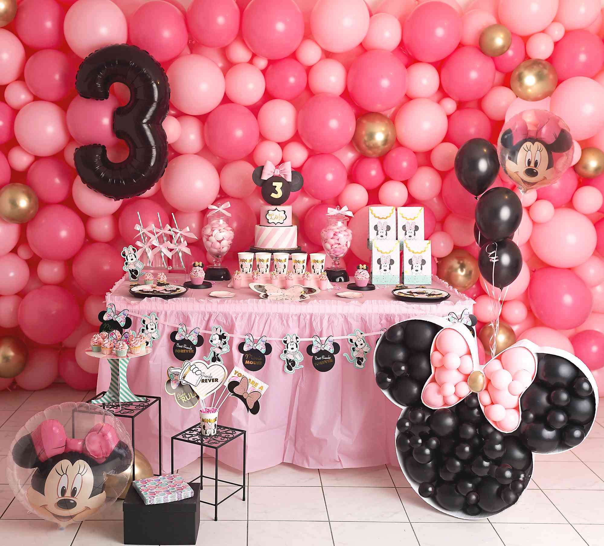 Ballons d'anniversaire Minnie Mouse - Âge : 2 ans - Thema de fête  d'enfants