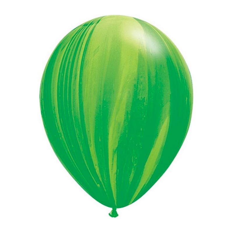 ballons latex effet marbré vert jungle pasteque