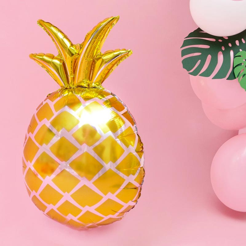 ballon alu xl forme ananas doré flamingo tropiques anniversaire