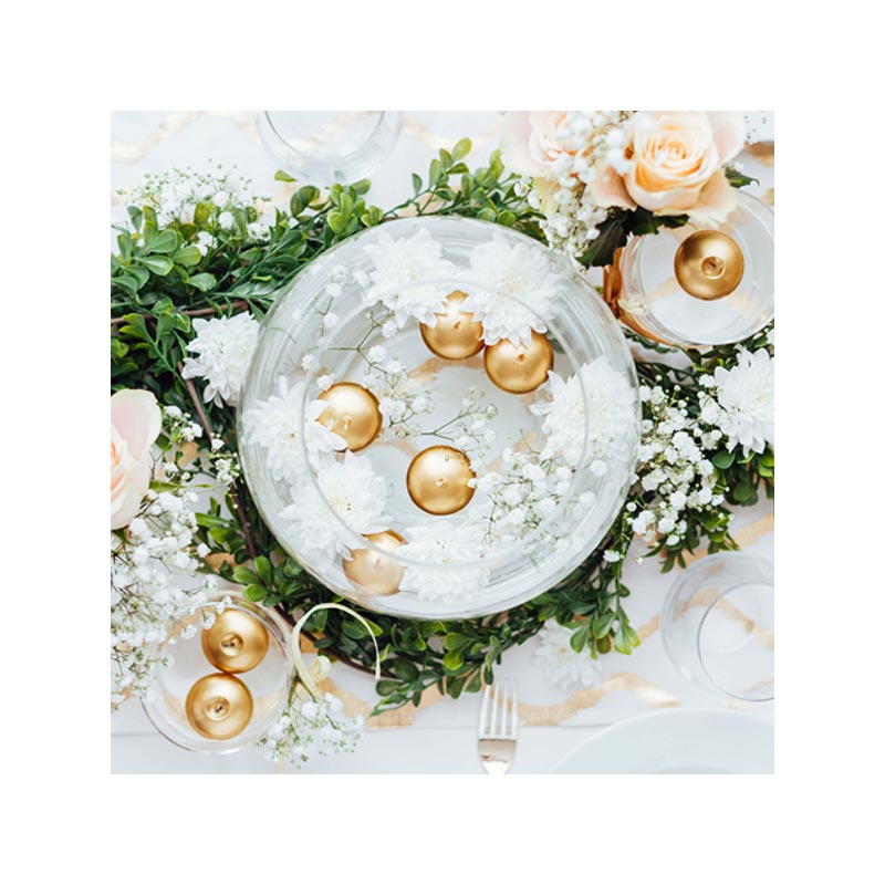 bougies flottantes rose gold cuivré doré décoration table de fête