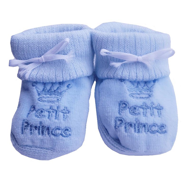 Jolis Chaussons bébé bleus brodé Petit Prince